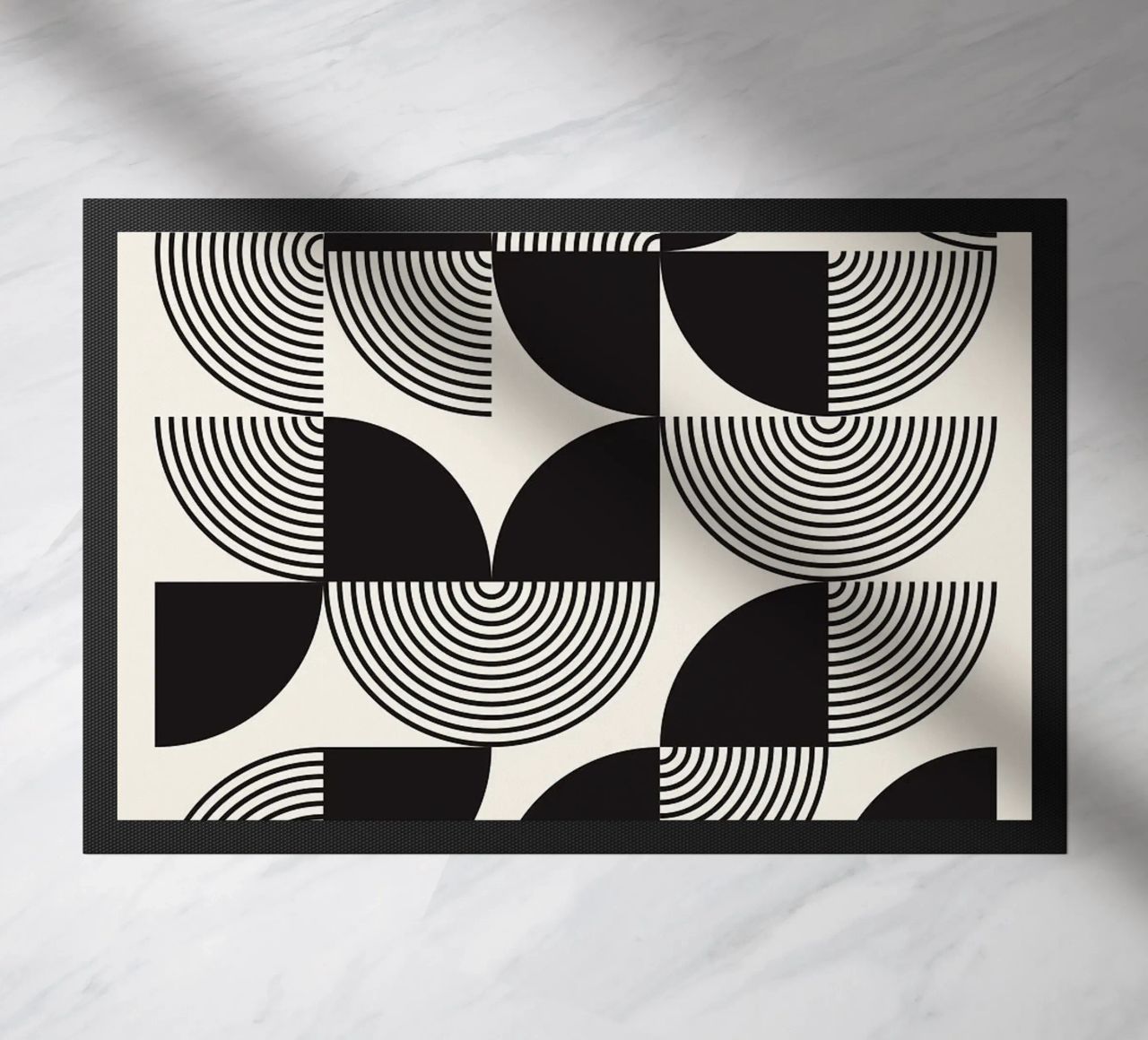 cerchi concentrici linee curve forme geometriche zerbino da Bacsic design