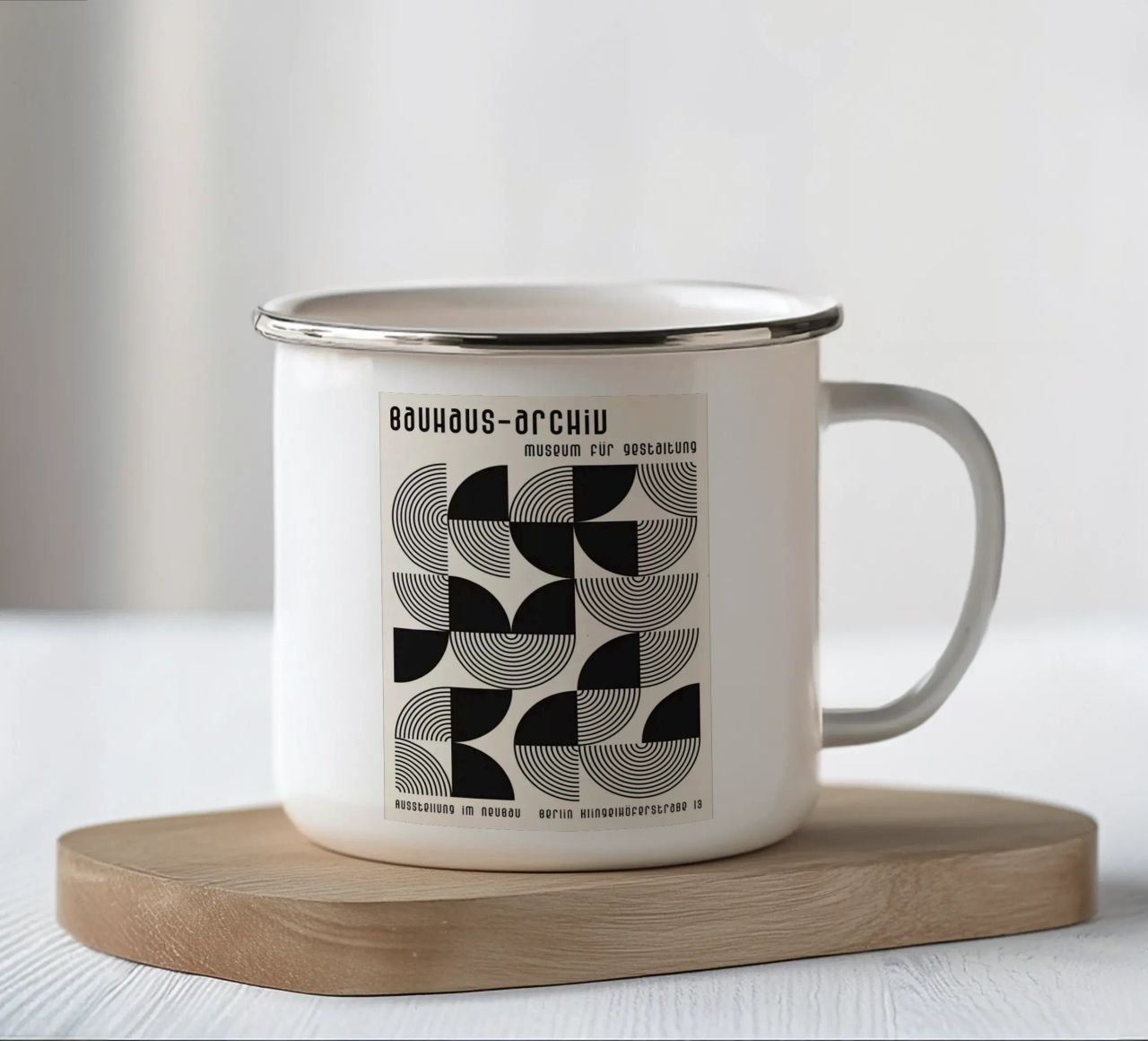 cerchi concentrici linee curve forme geometriche tazza in smalto da Bacsic design