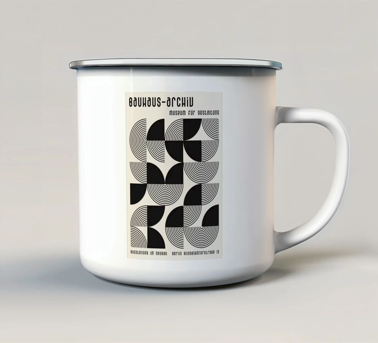 cerchi concentrici linee curve forme geometriche tazza in smalto da Bacsic design