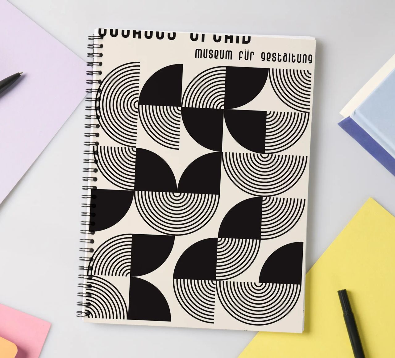 cerchi concentrici linee curve forme geometriche diario ad anelli da Bacsic design