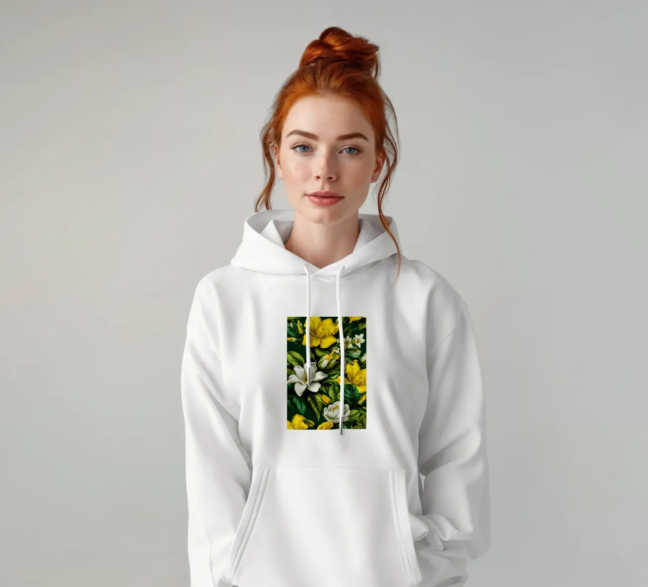 Fiori gialli e bianchi felpa con cappuccio da Justyna Jaszke JBJart