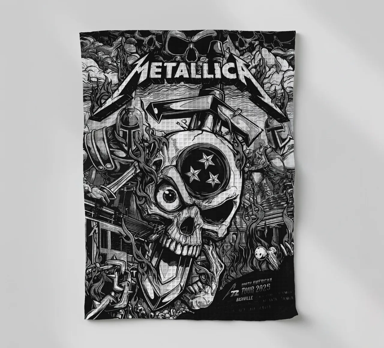 metallica bad art tea towel by vanhesling