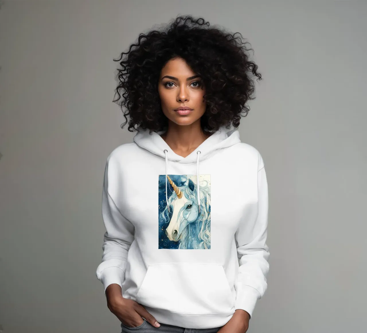 White unicorn felpa con cappuccio da Justyna Jaszke JBJart