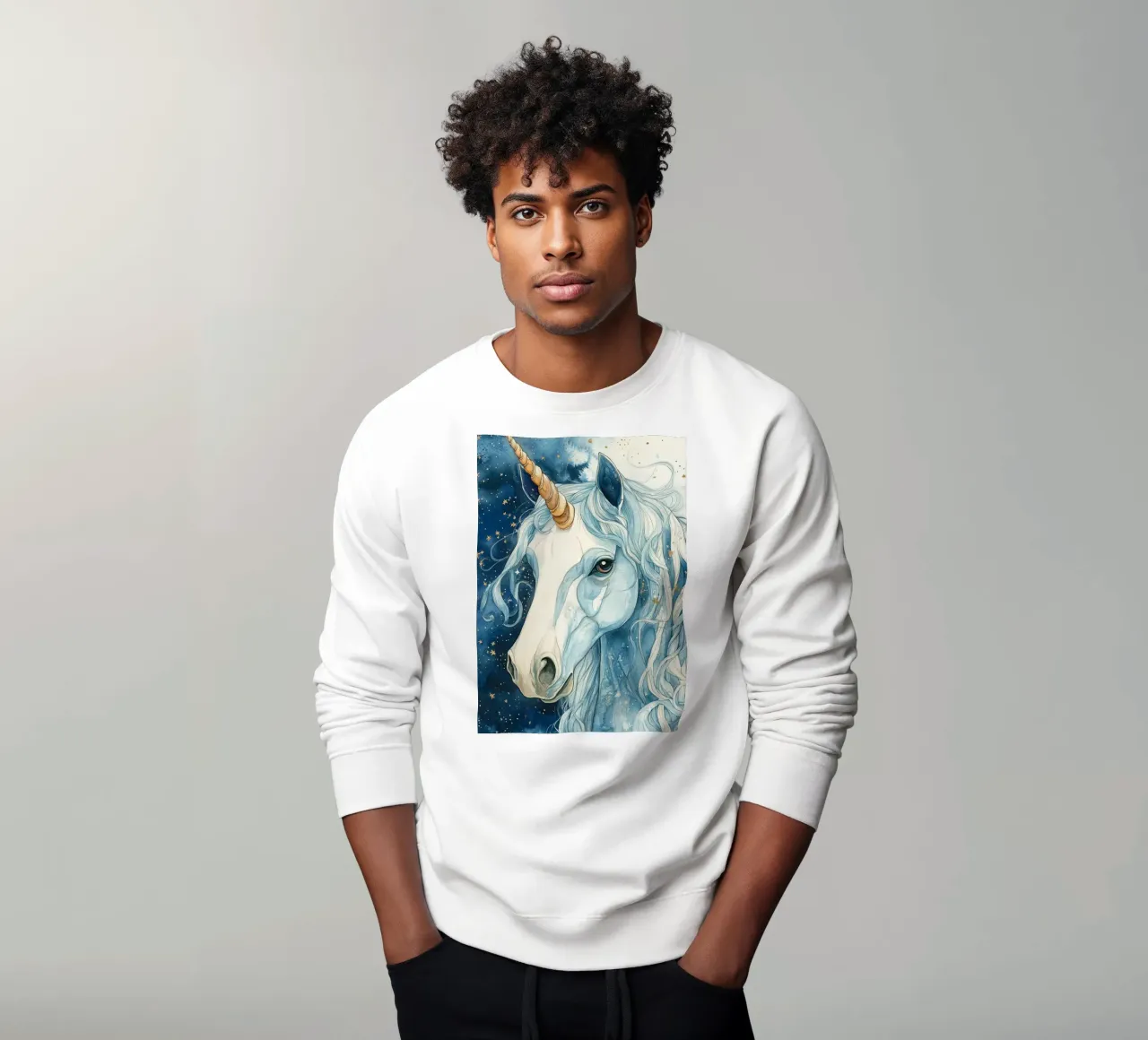 Licorne blanche sweat de Justyna Jaszke JBJart