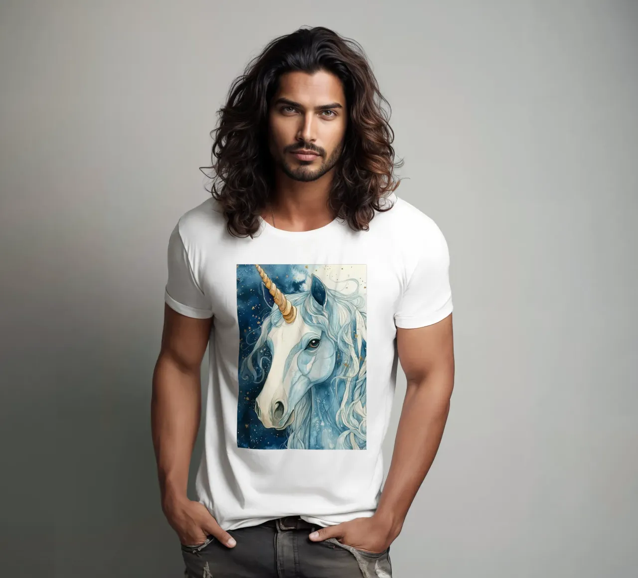 White unicorn t-shirt da Justyna Jaszke JBJart