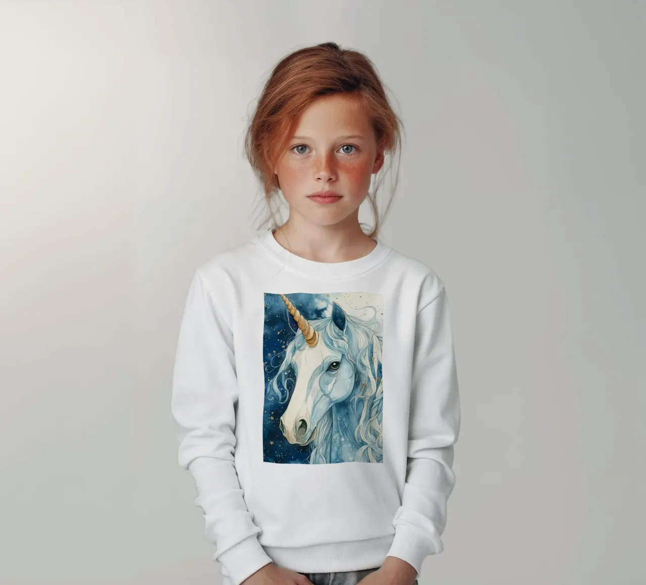 White unicorn felpa bambino da Justyna Jaszke JBJart