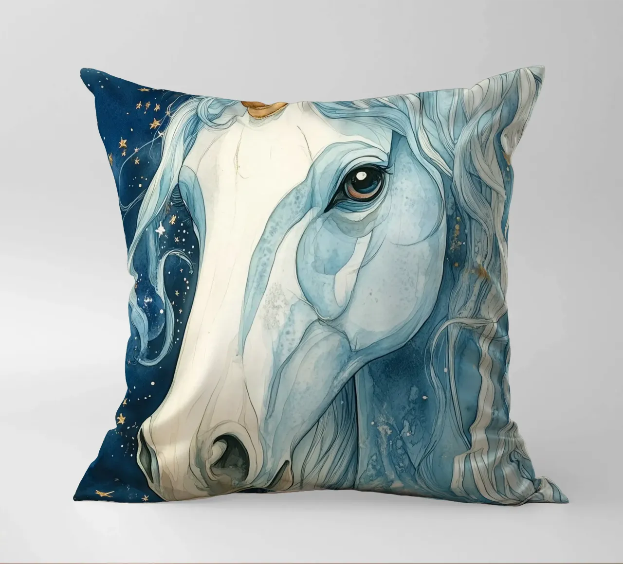 White unicorn cuscino da Justyna Jaszke JBJart