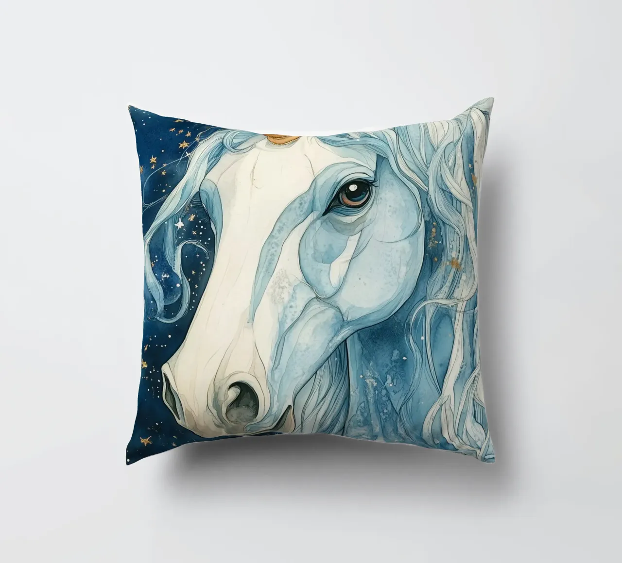 White unicorn cuscino da Justyna Jaszke JBJart