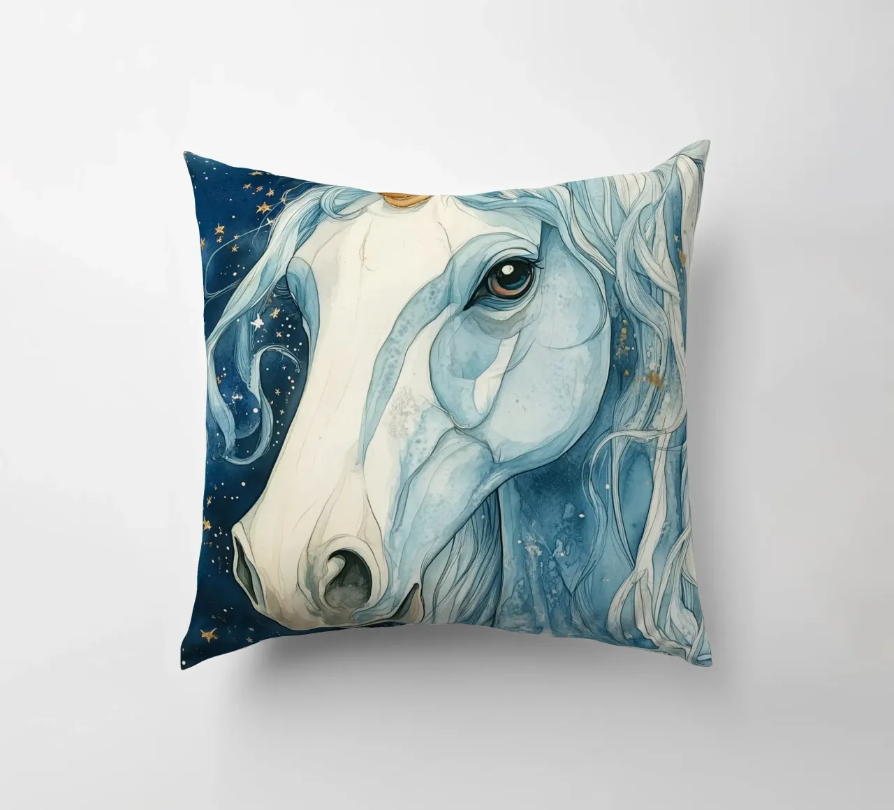 White unicorn cuscino da Justyna Jaszke JBJart