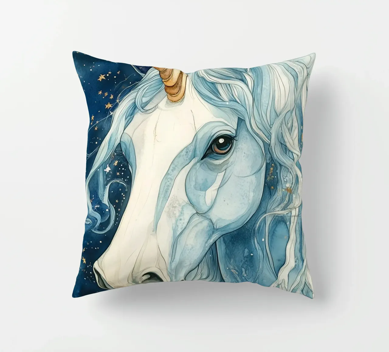 White unicorn cuscino da Justyna Jaszke JBJart
