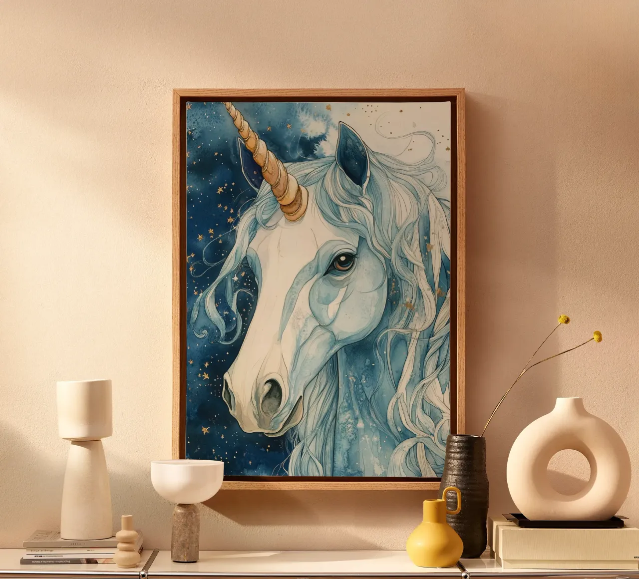 White unicorn tela con Cornice a cassetta da Justyna Jaszke JBJart