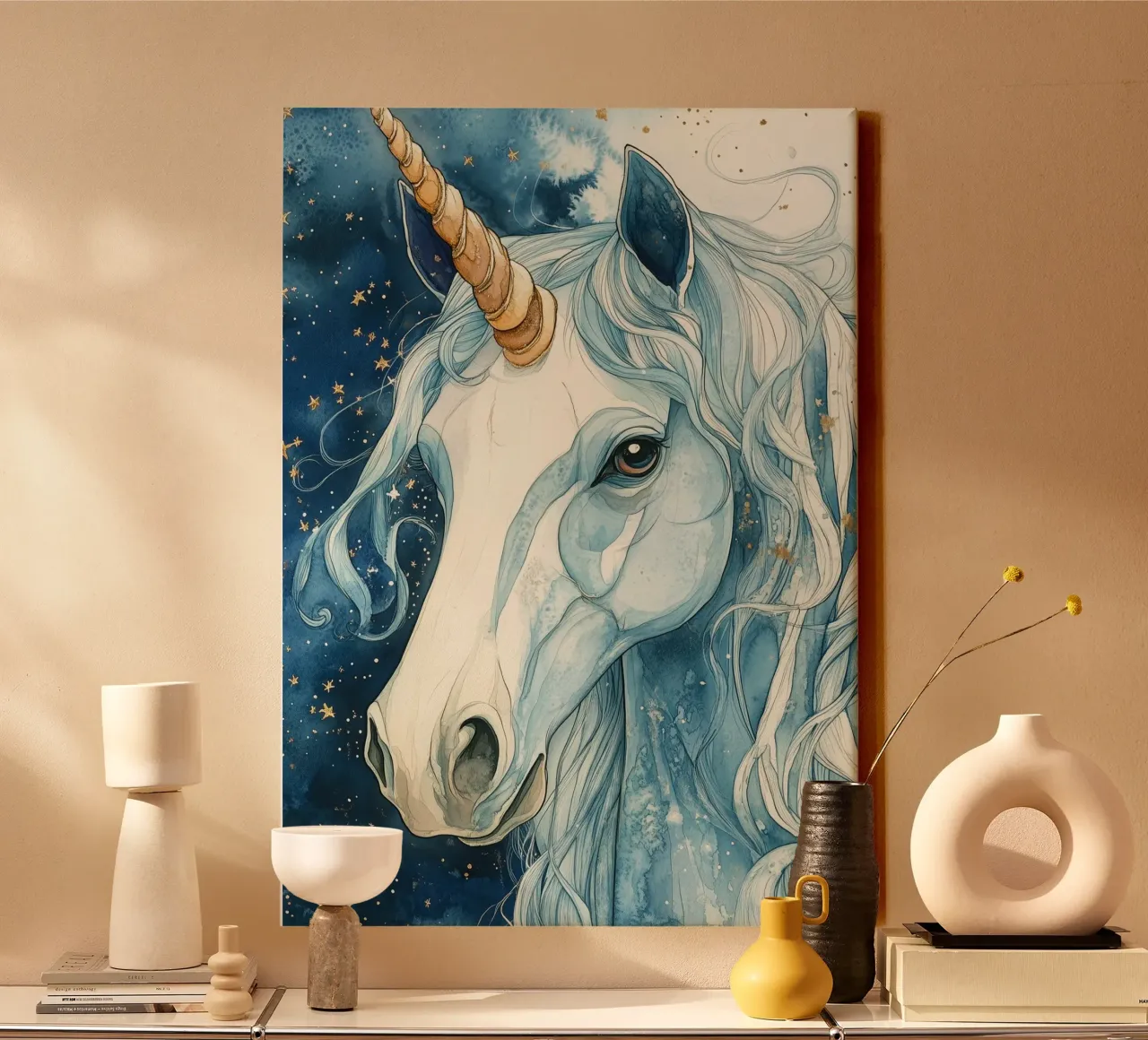 White unicorn tela con Cornice a cassetta da Justyna Jaszke JBJart