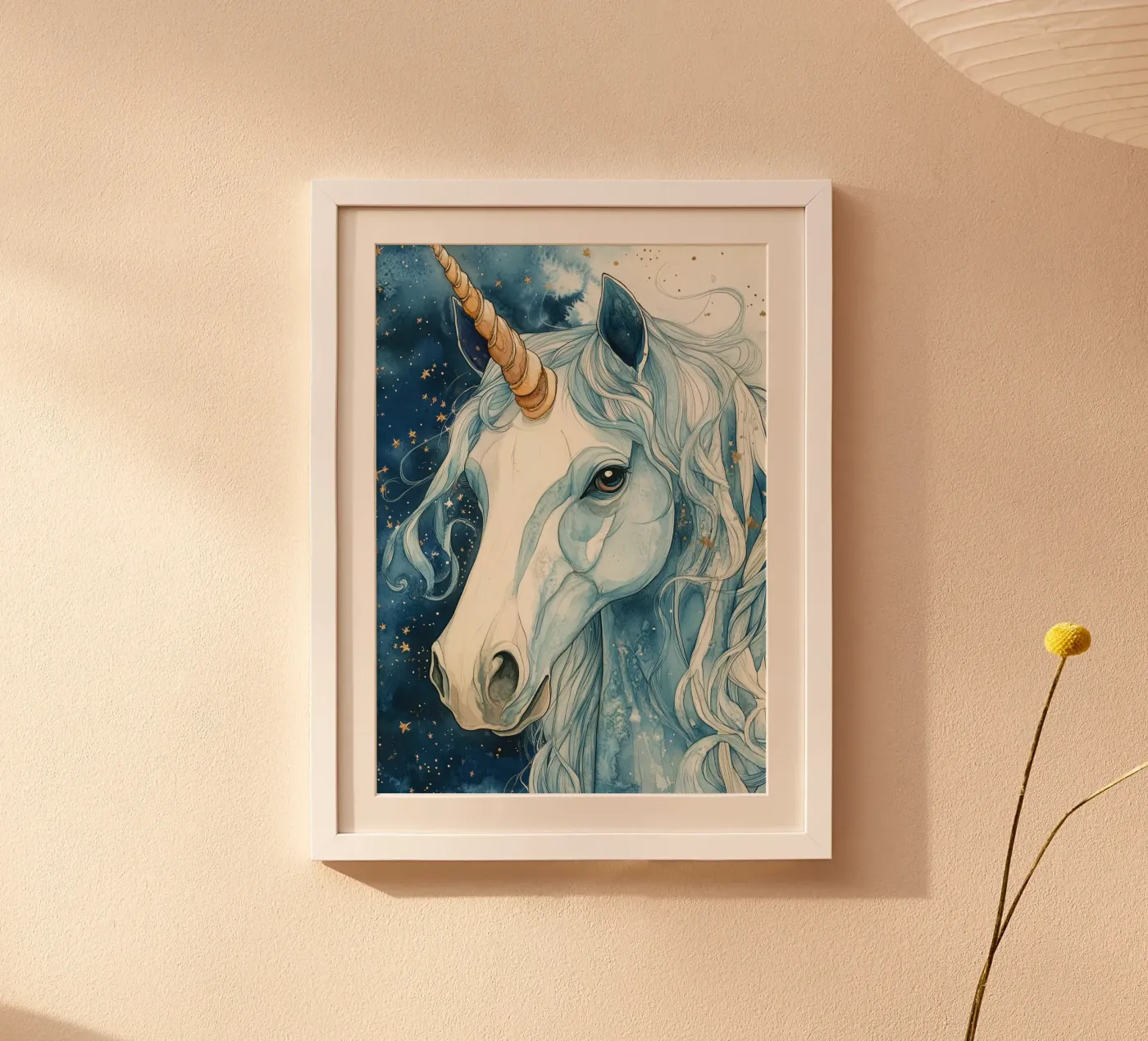 White unicorn poster da Justyna Jaszke JBJart