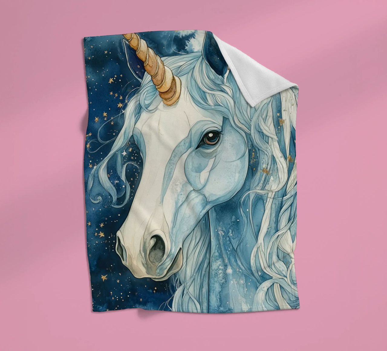 White unicorn coperta in pile da Justyna Jaszke JBJart