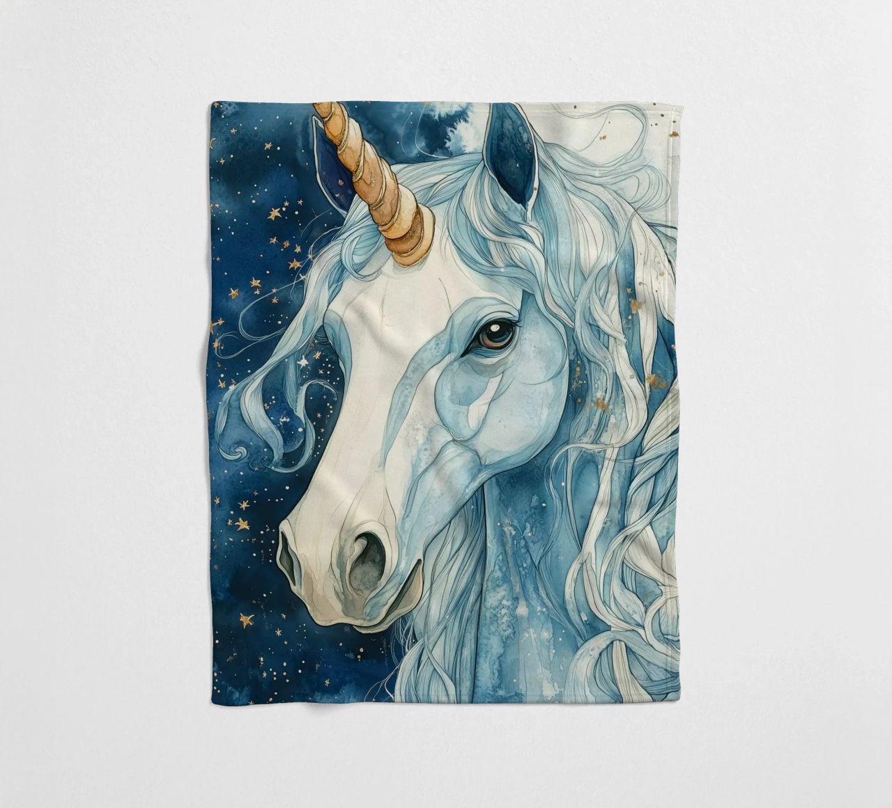White unicorn coperta in pile da Justyna Jaszke JBJart
