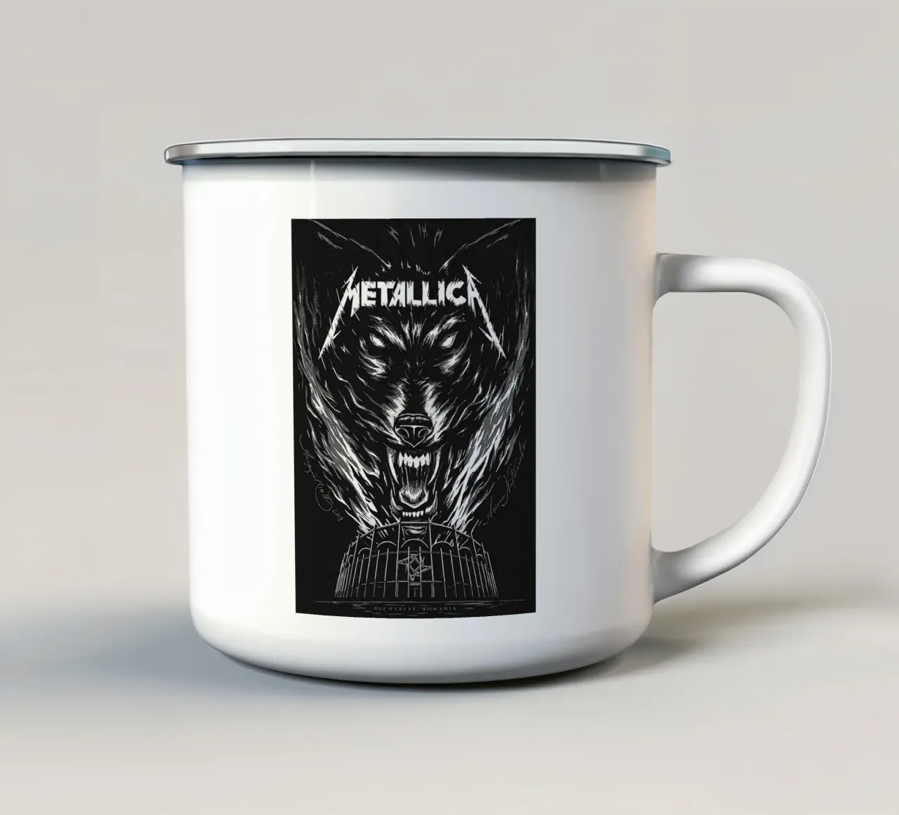 metallica band art tazza in smalto da vanhesling