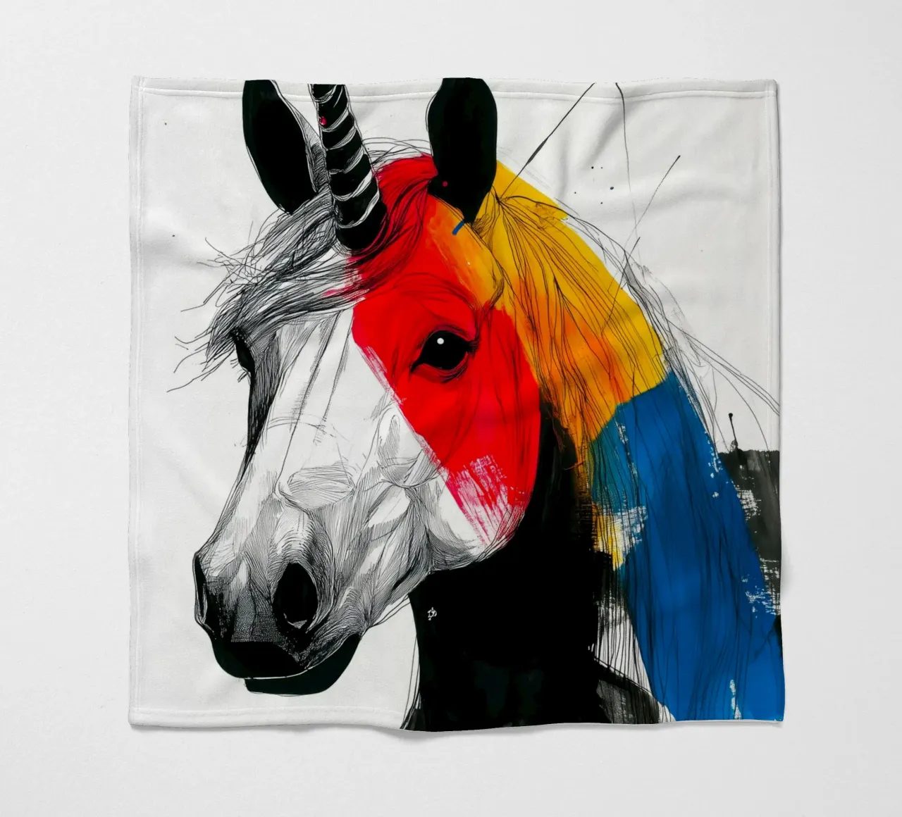 Rainbow unicorn fleece blanket by Justyna Jaszke JBJart
