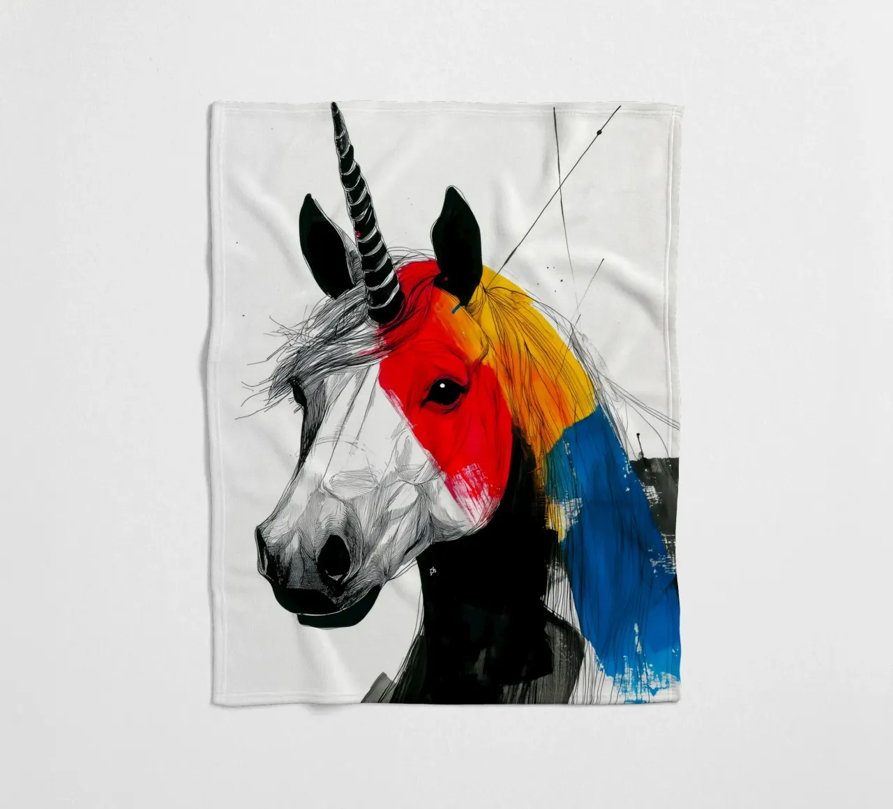 Rainbow unicorn fleece blanket by Justyna Jaszke JBJart