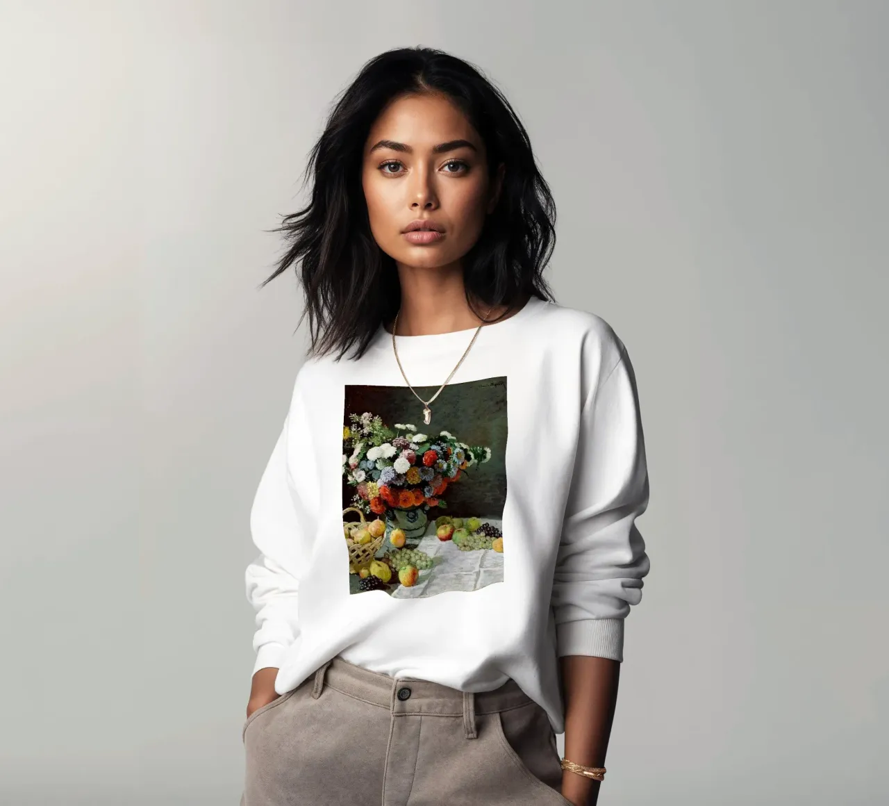 bellissimo vaso di fiori e frutta fresca felpa da SMG Store