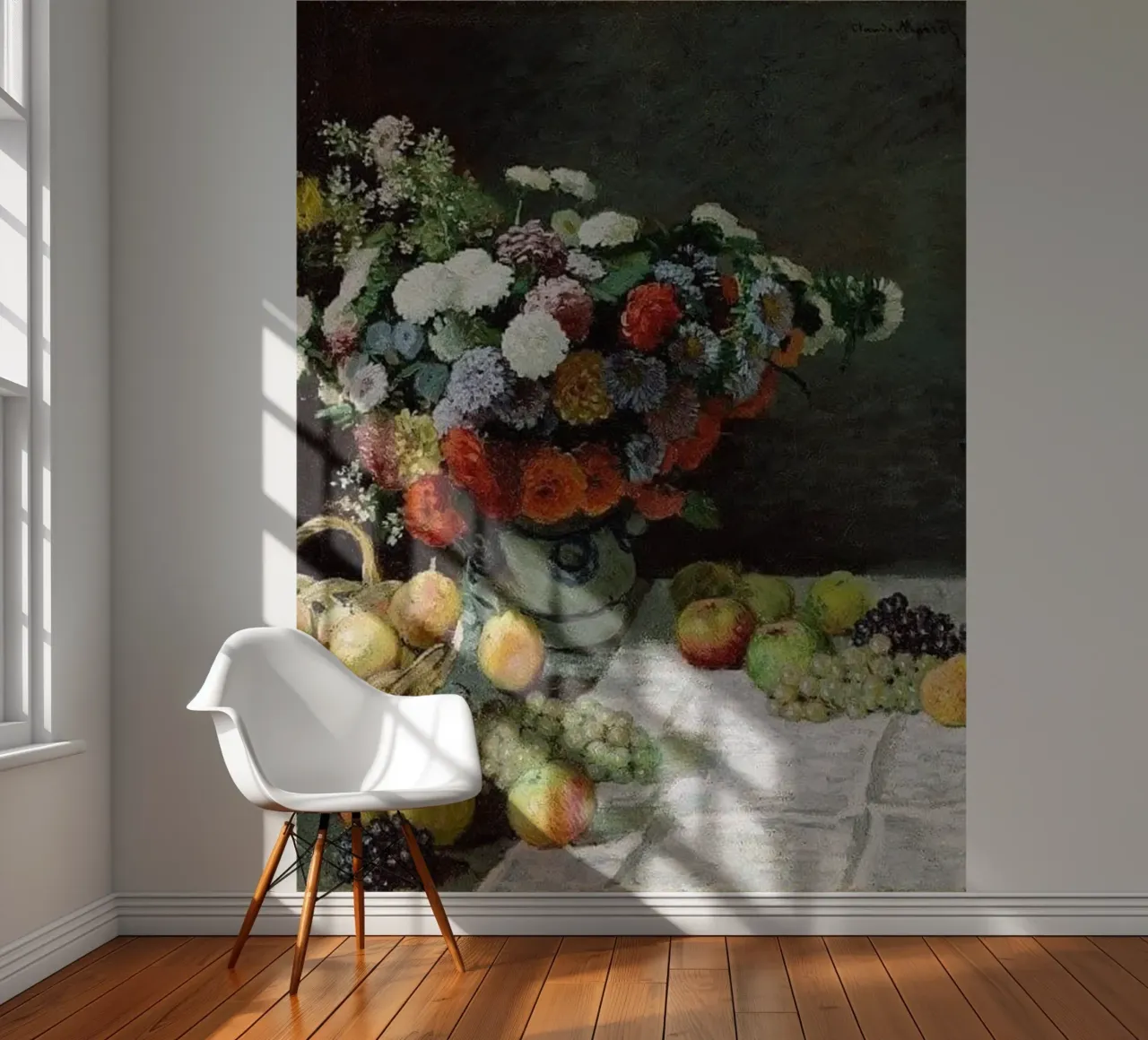 beatiful flowers vase and fresh fruit photo wallpaper by SMG Store