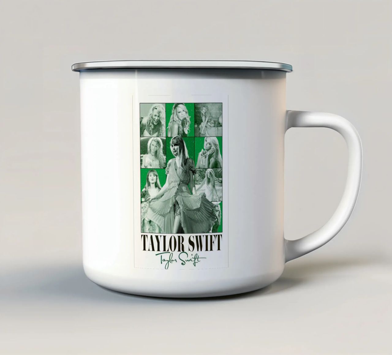 Taylor Ritratto a collage tazza in smalto da REDDUBBLE