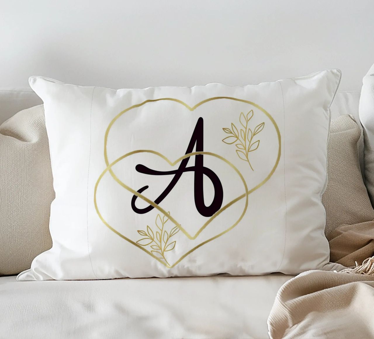 Gouden Hart A Monogram Poster - Minimalistische Muurdecoratie met kussen van nsbdesign