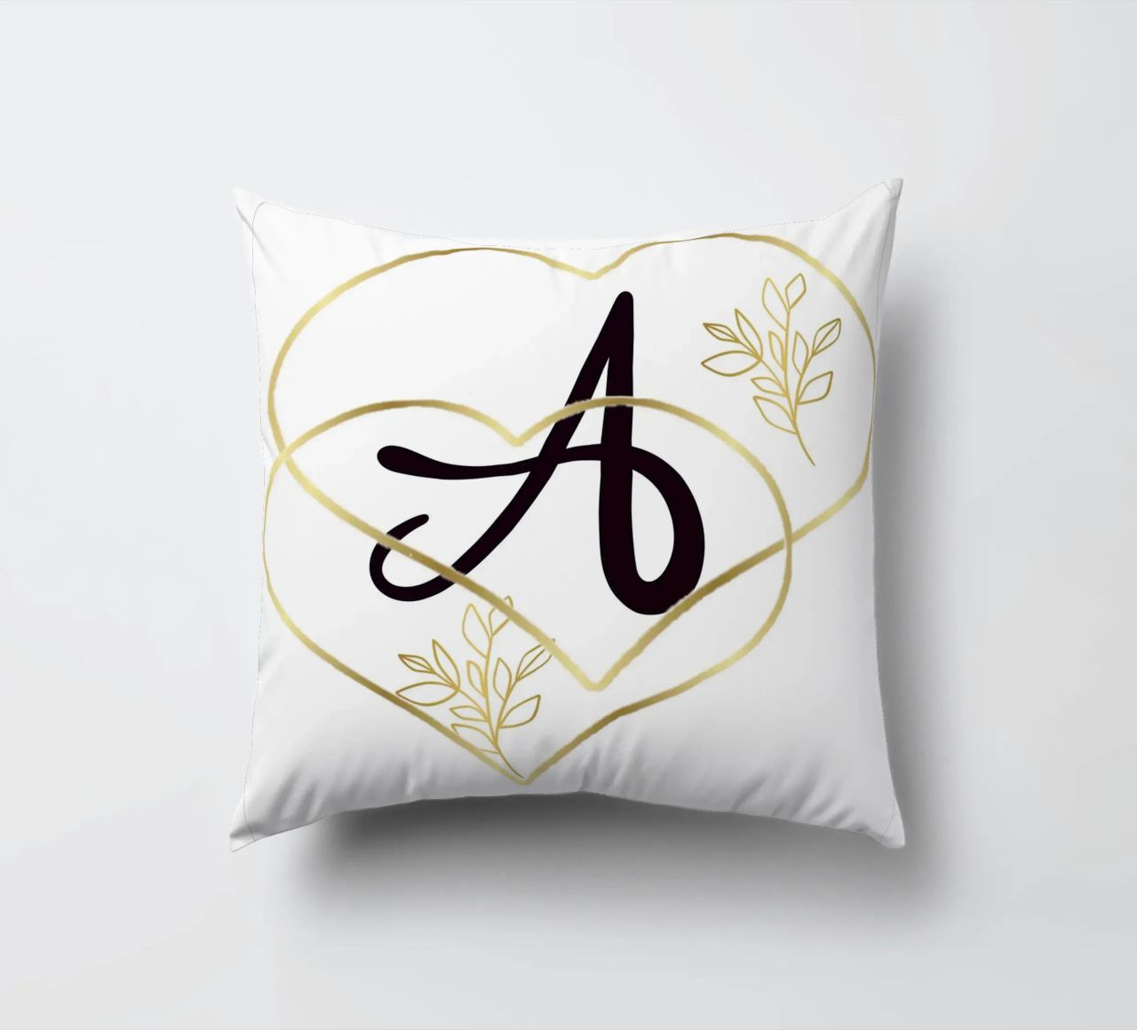 Gouden Hart A Monogram Poster - Minimalistische Muurdecoratie met kussen van nsbdesign