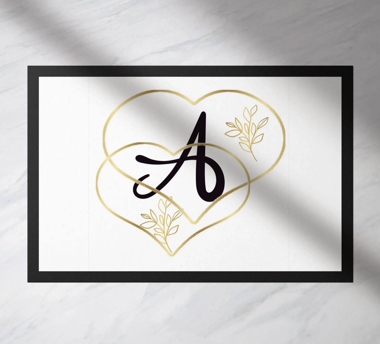 Poster con monogramma Golden Heart A - Decorazione da parete minimalista con zerbino da nsbdesign