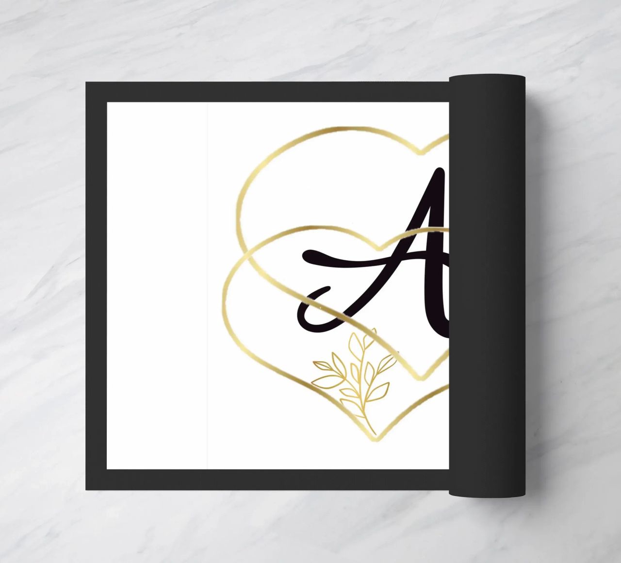 Poster con monogramma Golden Heart A - Decorazione da parete minimalista con zerbino da nsbdesign