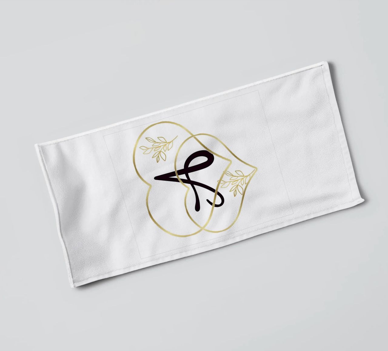 Poster con monogramma Golden Heart A - Decorazione da parete minimalista con asciugamano da bagno da nsbdesign