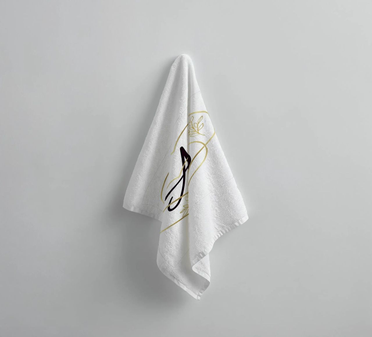 Poster con monogramma Golden Heart A - Decorazione da parete minimalista con asciugamano da bagno da nsbdesign