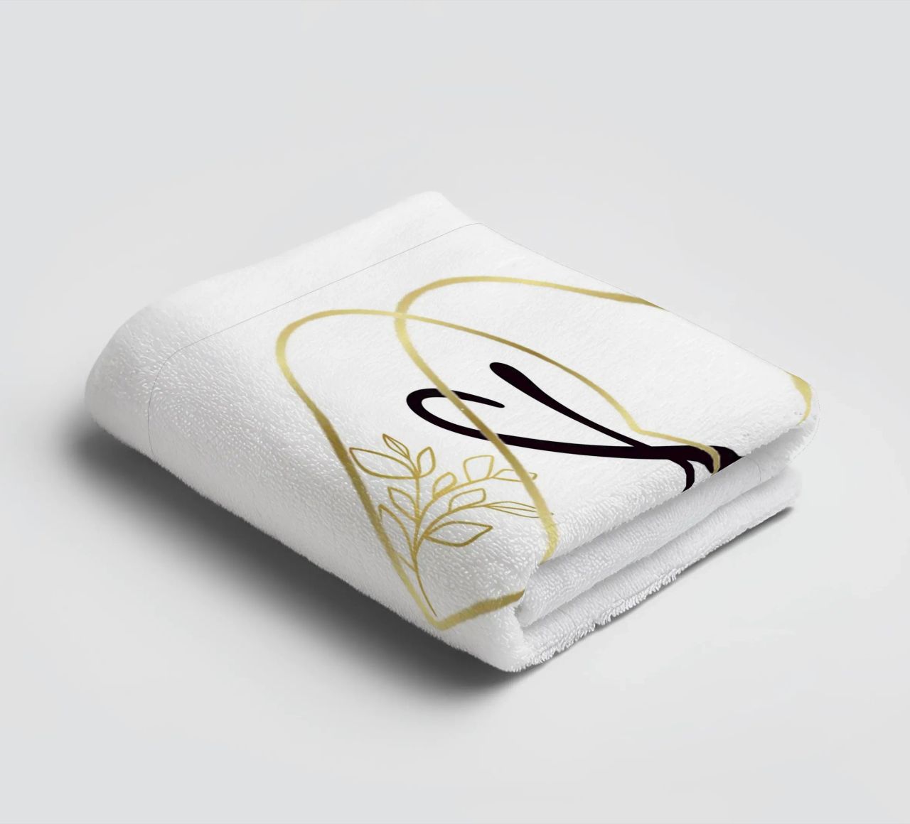 Poster con monogramma Golden Heart A - Decorazione da parete minimalista con asciugamano da bagno da nsbdesign