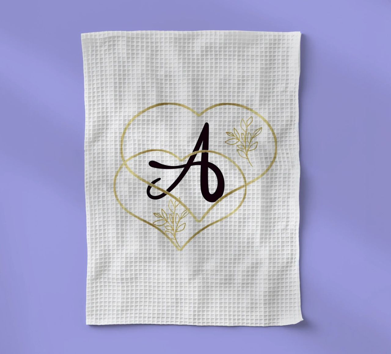 Poster con monogramma Golden Heart A - Decorazione da parete minimalista con canovaccio da cucina da nsbdesign