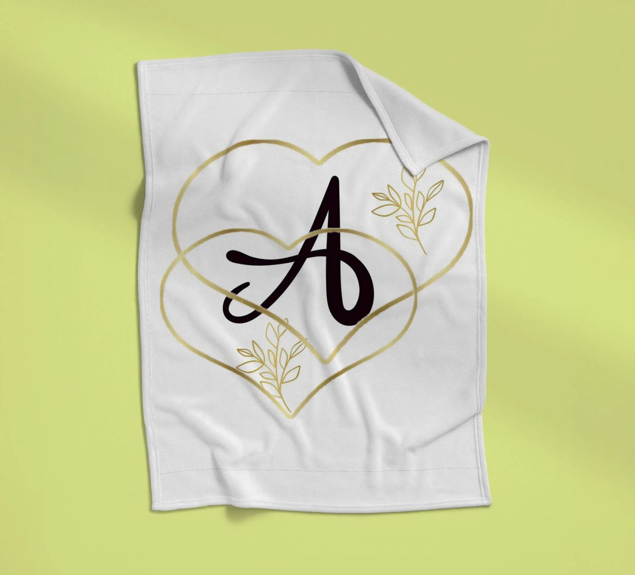 Poster con monogramma Golden Heart A - Decorazione da parete minimalista con coperta in pile da nsbdesign