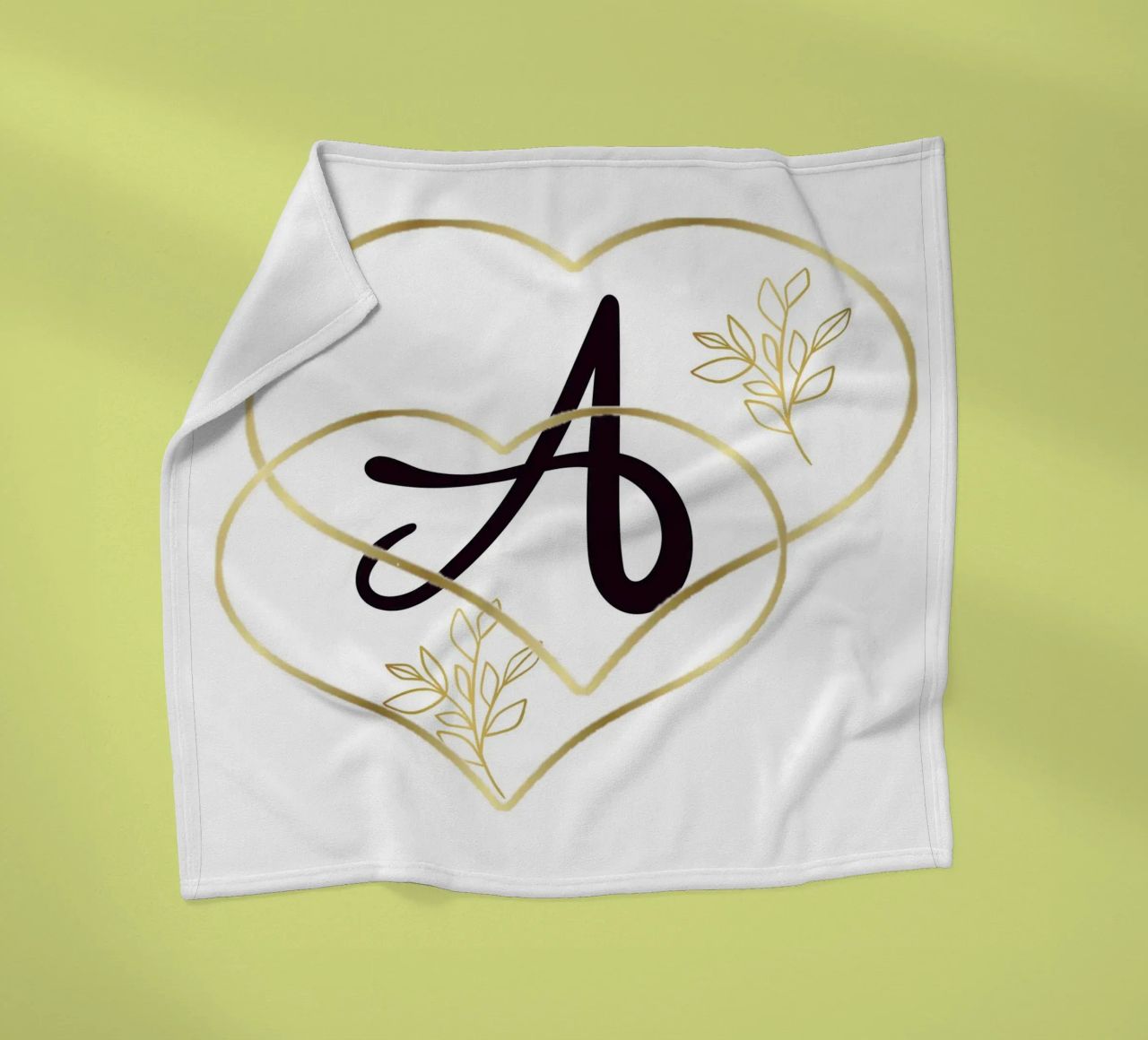 Poster con monogramma Golden Heart A - Decorazione da parete minimalista con coperta in pile da nsbdesign