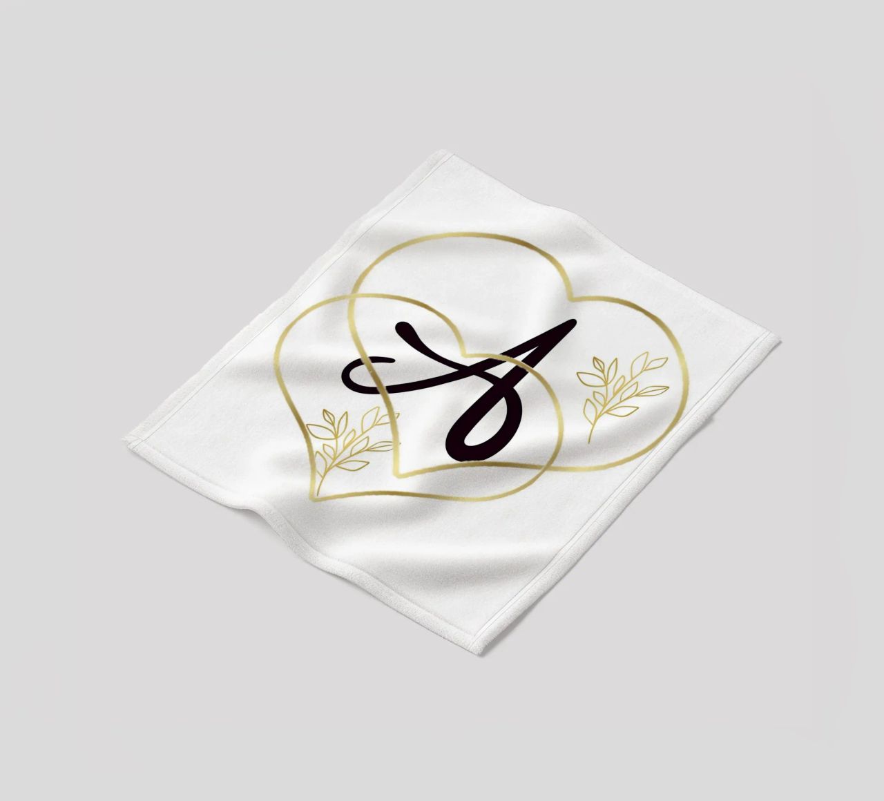 Poster con monogramma Golden Heart A - Decorazione da parete minimalista con coperta in pile da nsbdesign