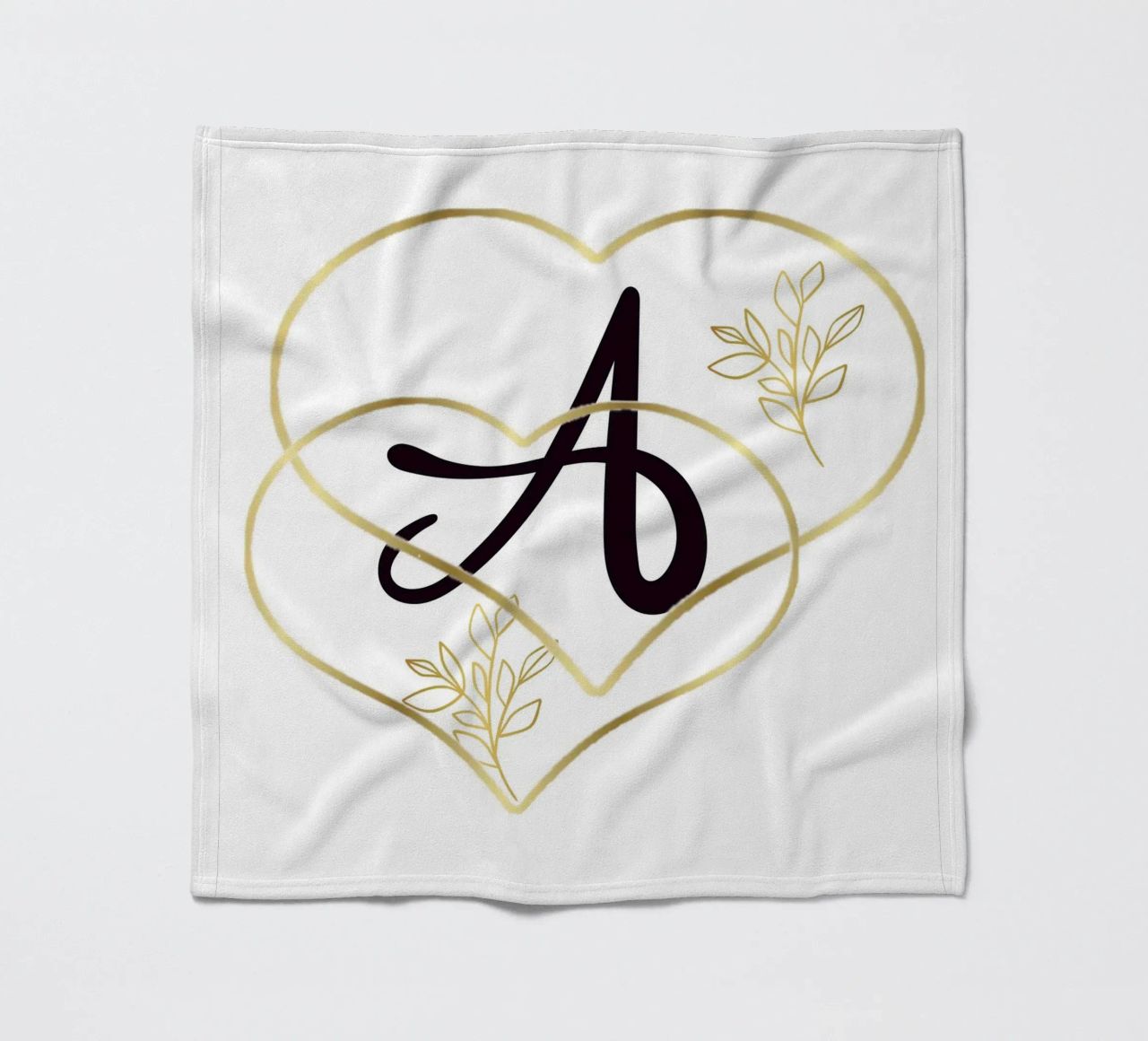 Poster con monogramma Golden Heart A - Decorazione da parete minimalista con coperta in pile da nsbdesign
