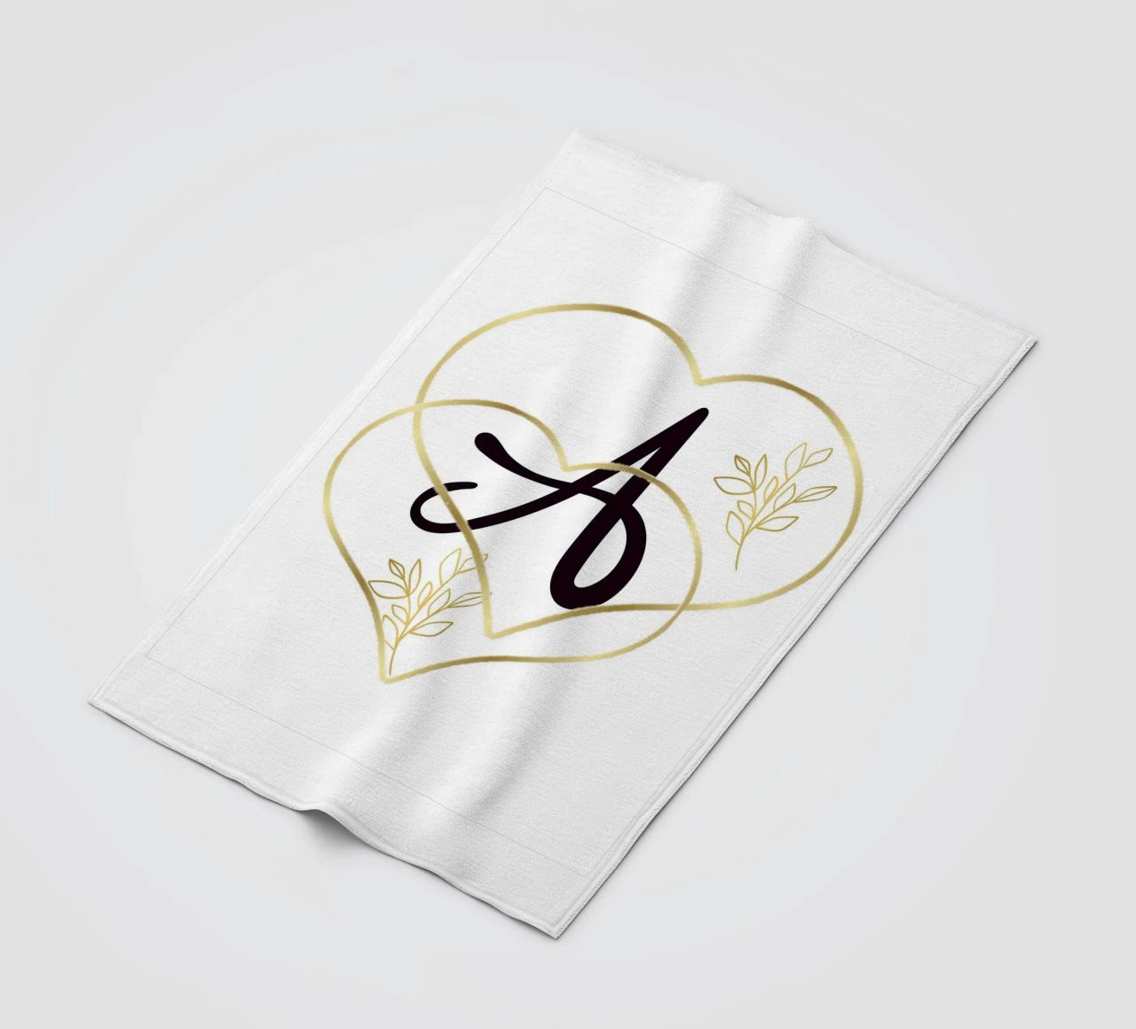Poster con monogramma Golden Heart A - Decorazione da parete minimalista con coperta in pile da nsbdesign