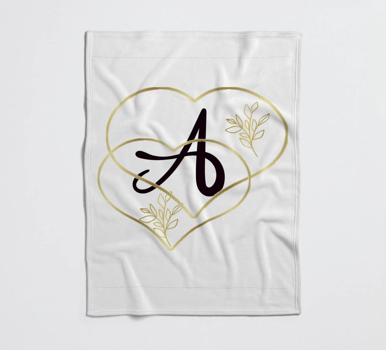 Poster con monogramma Golden Heart A - Decorazione da parete minimalista con coperta in pile da nsbdesign