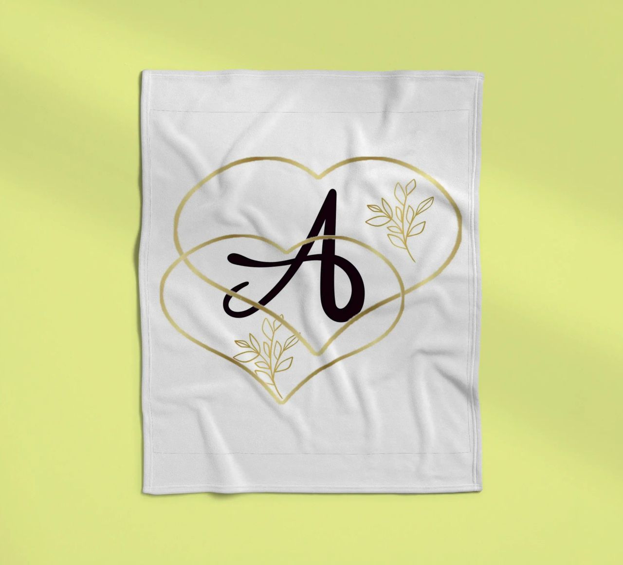 Poster con monogramma Golden Heart A - Decorazione da parete minimalista con coperta in pile da nsbdesign