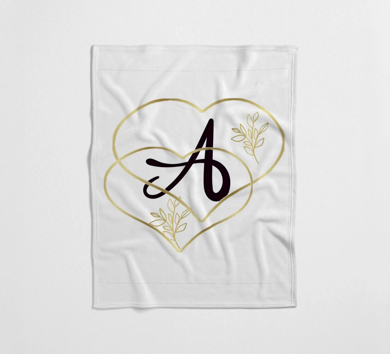 Poster con monogramma Golden Heart A - Decorazione da parete minimalista con coperta in pile da nsbdesign