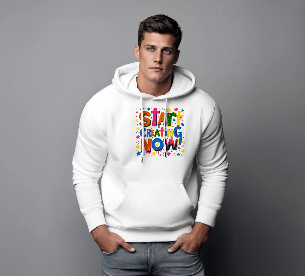 Start Creating Now Motivational  Quote Typographic Art felpa con cappuccio da Signorino