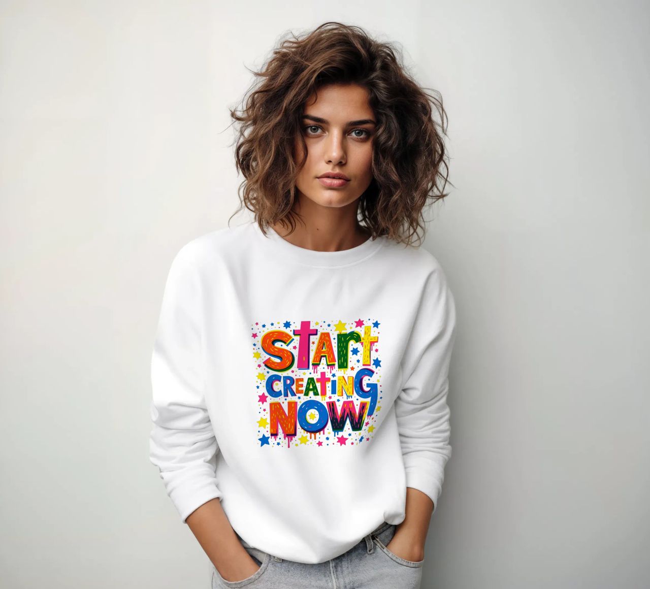 Start Creating Now Motivational  Quote Typographic Art felpa da Signorino