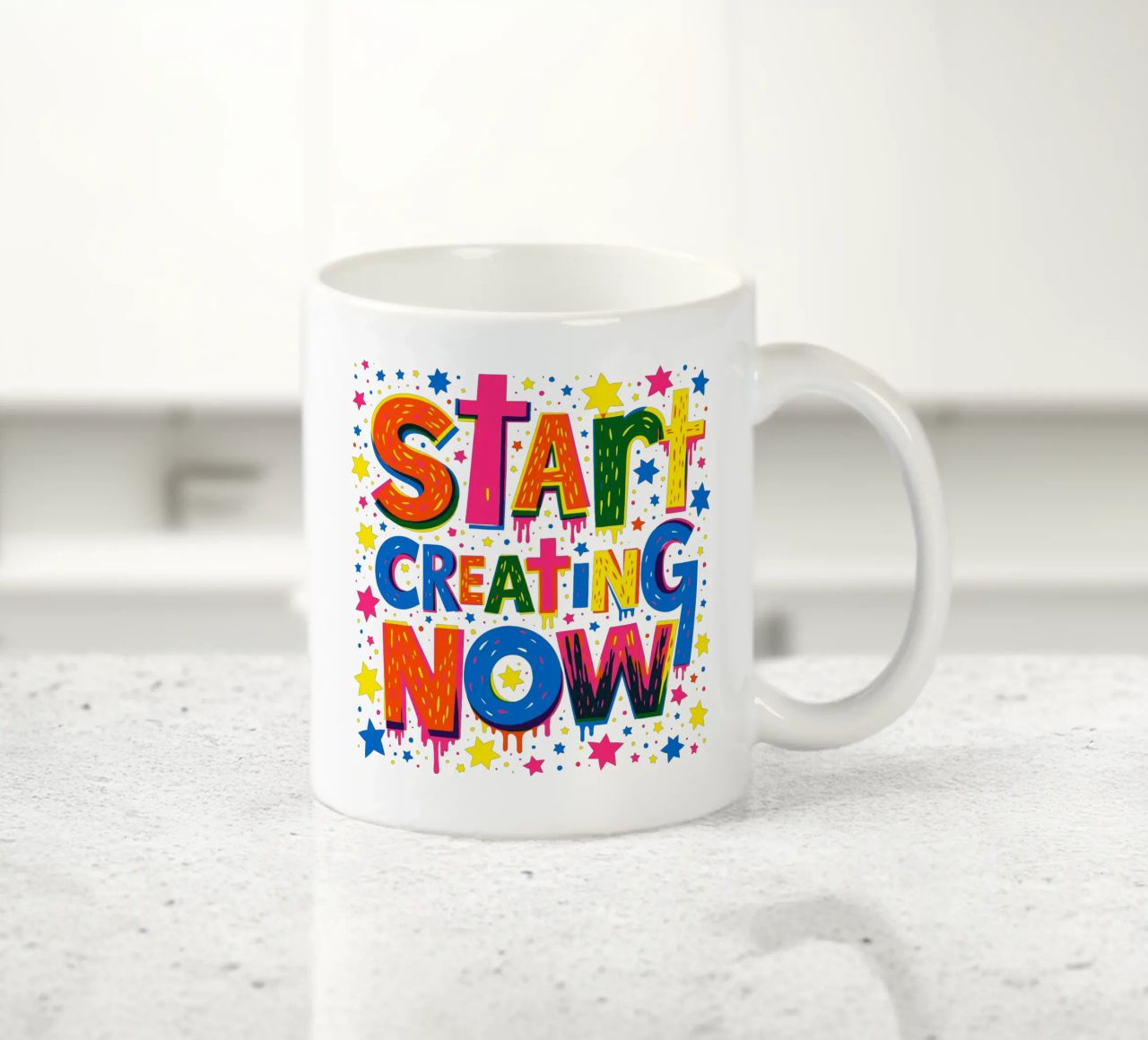Start Creating Now Motivational  Quote Typographic Art tazza in ceramica da Signorino