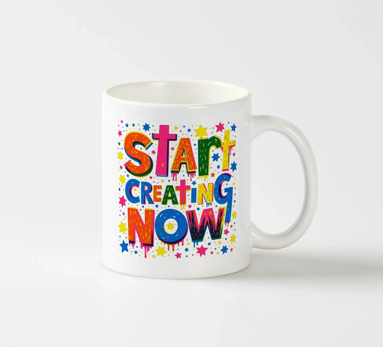 Start Creating Now Motivational  Quote Typographic Art tazza in ceramica da Signorino