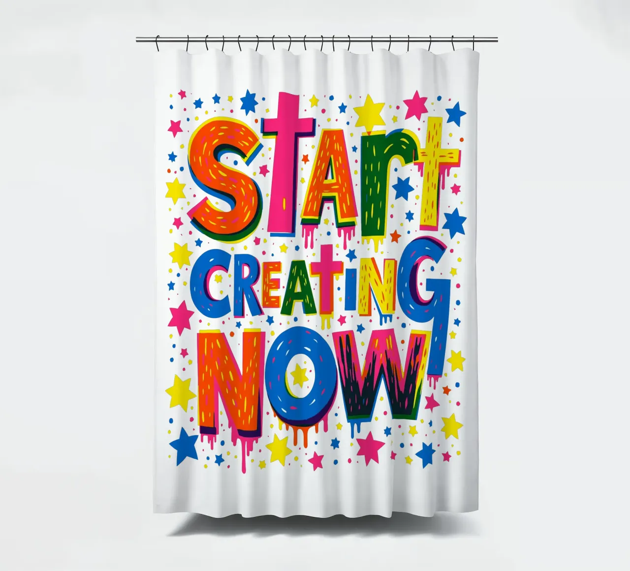 Start Creating Now Motivational  Quote Typographic Art tenda da doccia da Signorino