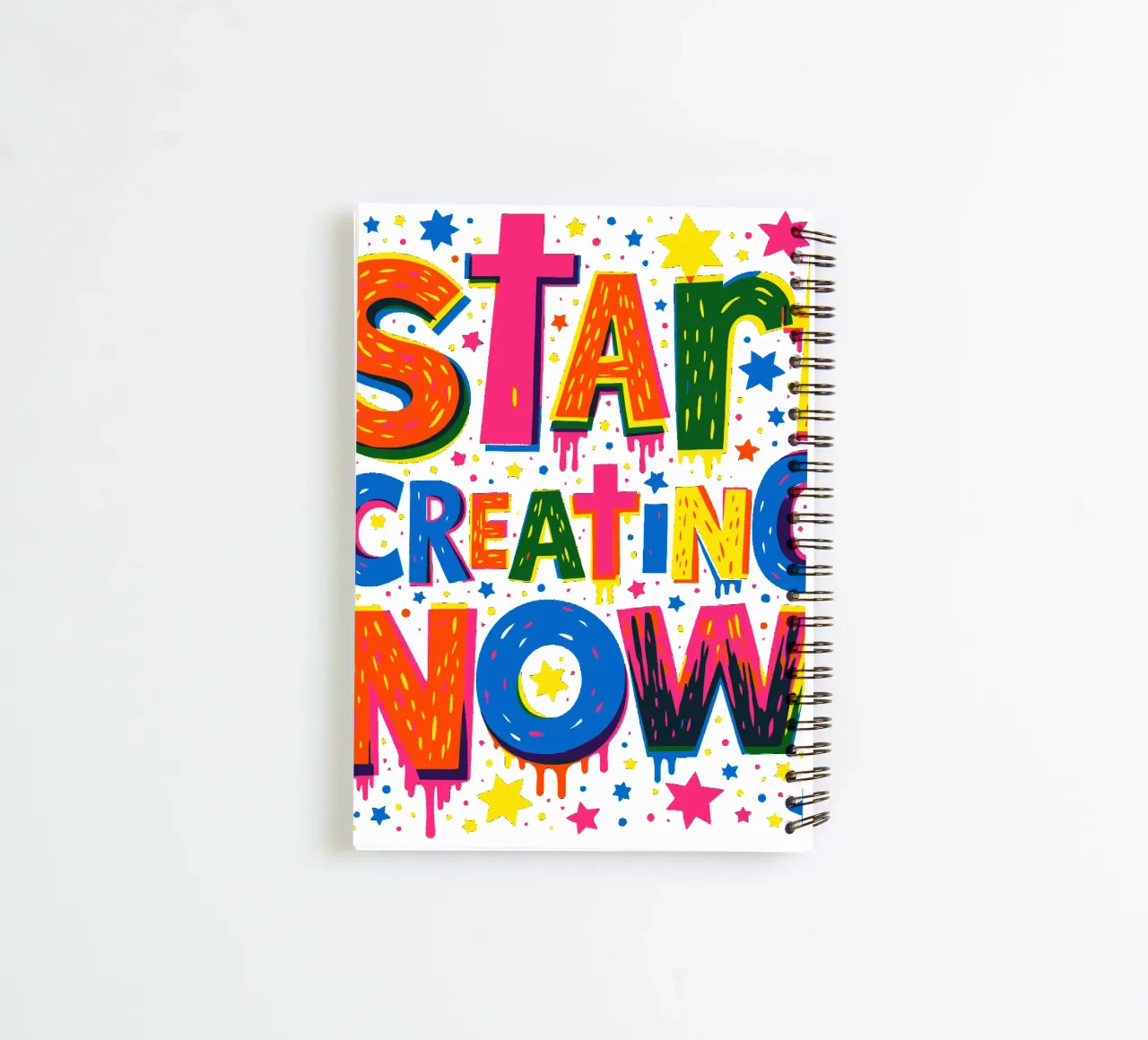 Start Creating Now Motivational  Quote Typographic Art spiral notebook by Signorino