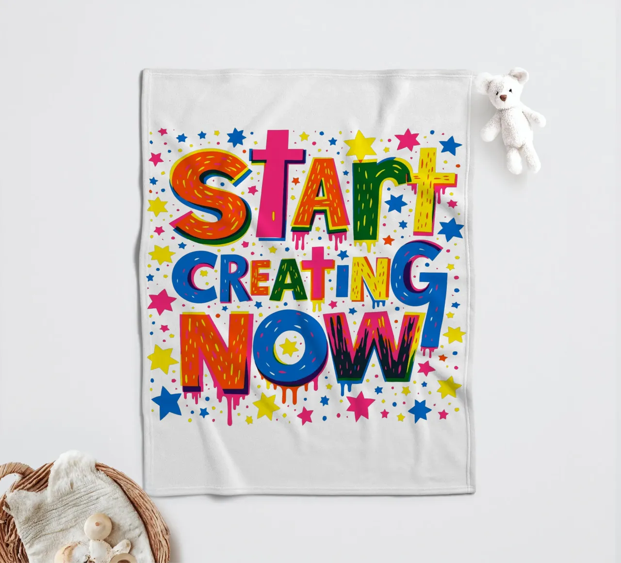 Start Creating Now Motivational  Quote Typographic Art coperta in pile da Signorino