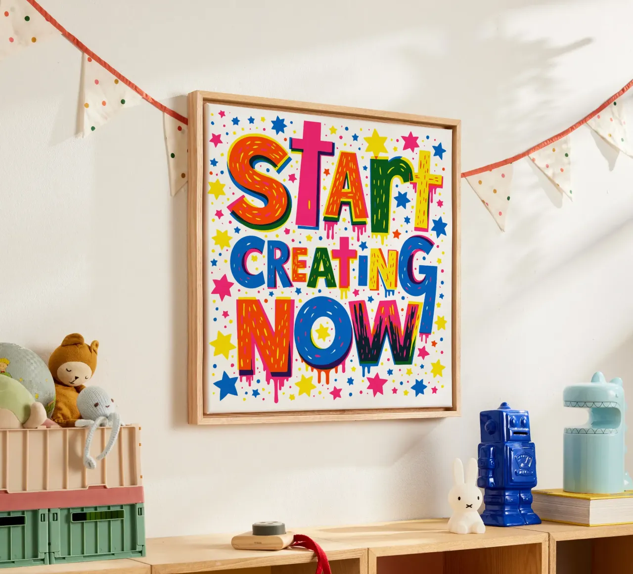 Start Creating Now Motivational Quote Typographic Art toile avec Caisse américaine de Signorino