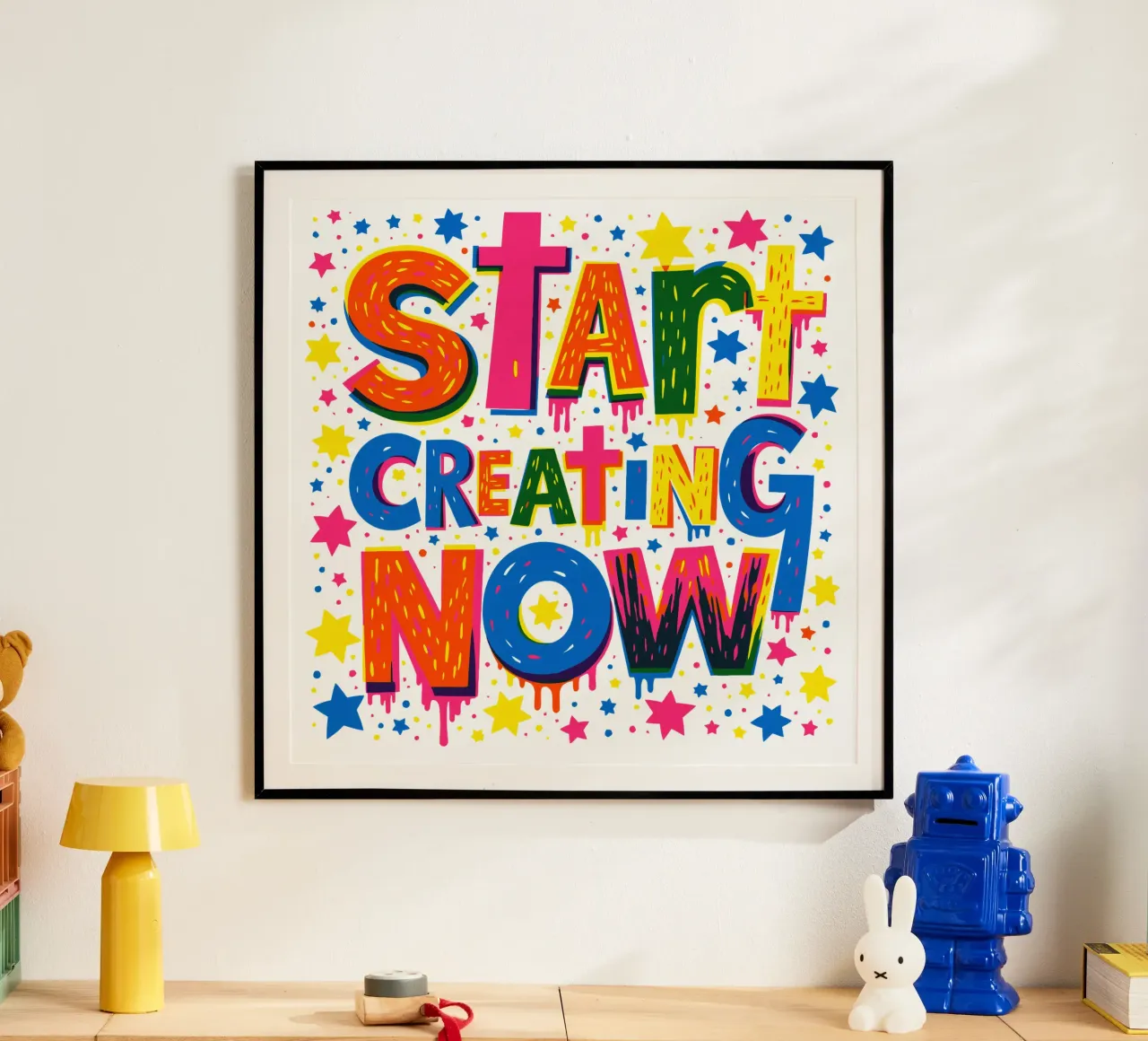 Start Creating Now Motivational  Quote Typographic Art carta hahnemühle da Signorino